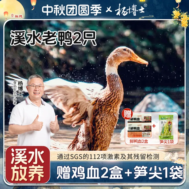 【溪水老鸭2只】杨博士老鸭正宗土鸭红烧炖汤新鲜美味红烧现抓现杀