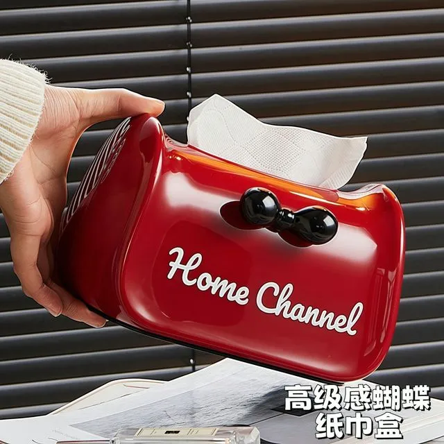 法式蝴蝶结纸巾盒客厅卧室高颜值抽纸盒家用茶几桌面创意餐巾纸盒