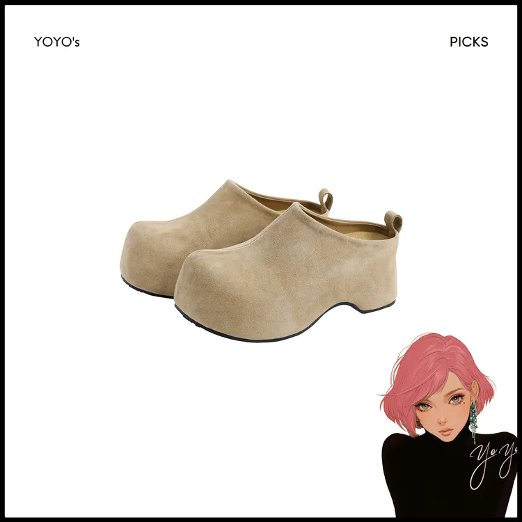 FORNI 一键入冬 真牛二层反绒皮厚底博肯拖鞋