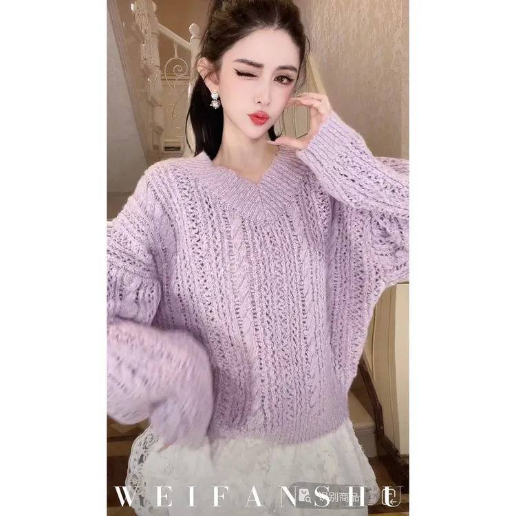 WEIFANSHU/魏凡舒【绒意相伴】秋冬新款宽松毛百搭显瘦羊毛毛衣上衣