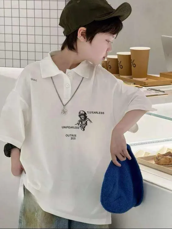 潮童时尚POLOT恤（直播间同款）洋气儿童宽松韩版帅气翻领休闲百搭