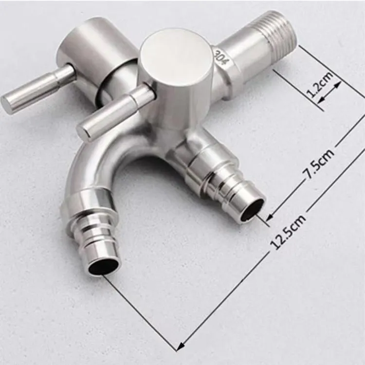 304不锈钢单冷加长双用洗衣机水龙头双出水一进二出家用龙头4分