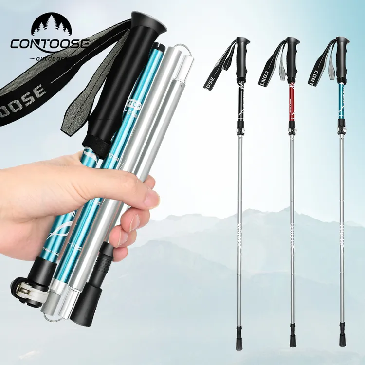 CONTOOSE/匡途超轻伸缩折叠登山杖户外徒步爬山拐杖手杖无碳素