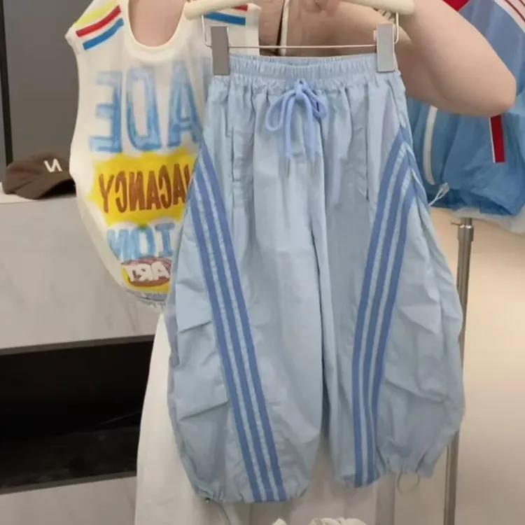 男女童夏季薄款伞兵裤2025新款潮流百搭儿童休闲运动裤宽松防蚊裤