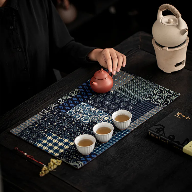 棉麻茶席中式织锦加厚双层主人席干泡茶布家用禅意茶垫子茶铺香席