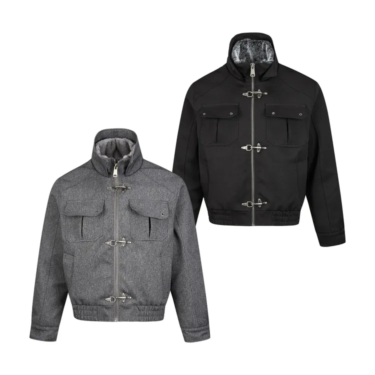 EME 【狼王雕】1200g染尖托卡长毛飞机扣哈灵顿座山雕保暖棉服夹克