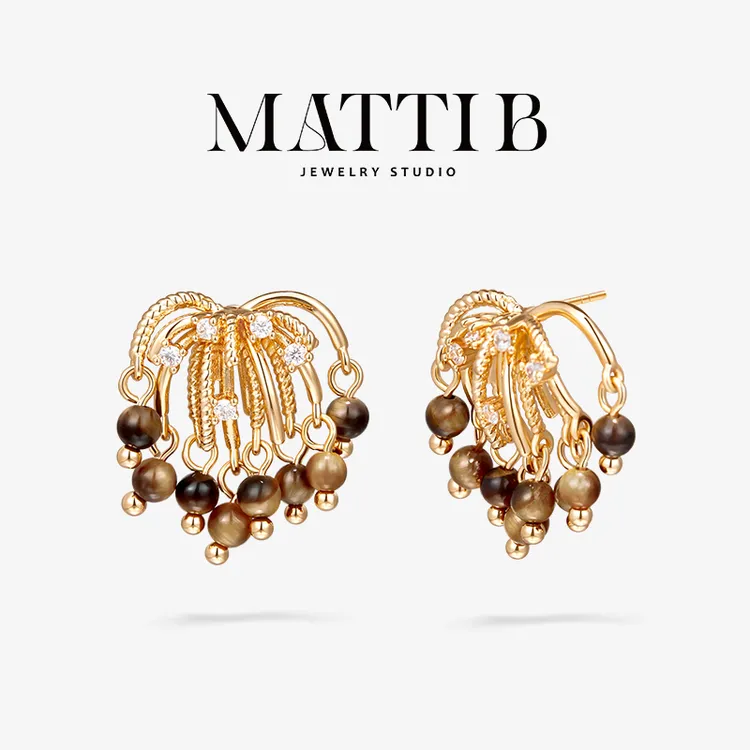 铜合金合成锆石耳饰 璀璨花火高级感小众独特气质新款耳钉女2124