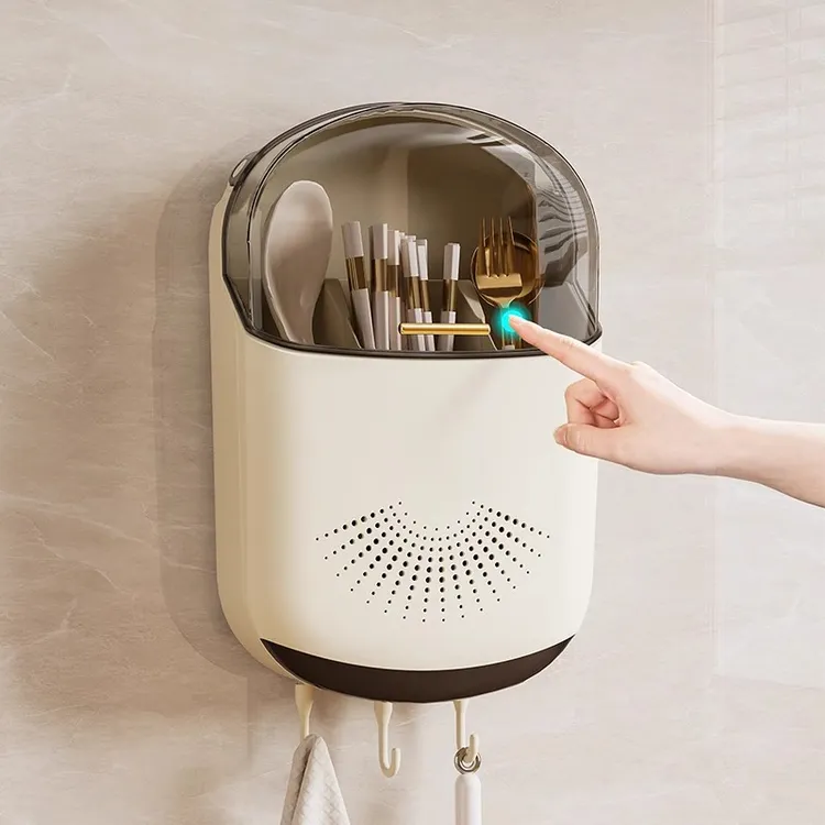 新款筷子收纳盒壁挂式家用高档筷子筒厨房快子勺子置物架可挂可置