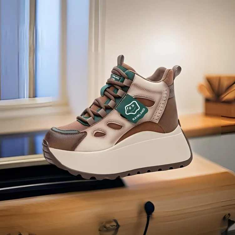 网红款复古高帮休闲运动鞋女2025款新款时尚直播明星同款加绒厚底