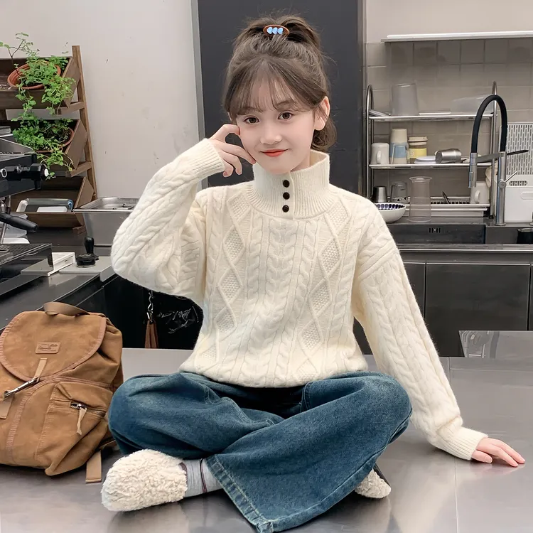女童毛衣秋冬款2025新款儿童网红洋气超好看针织打底女孩冬装上衣