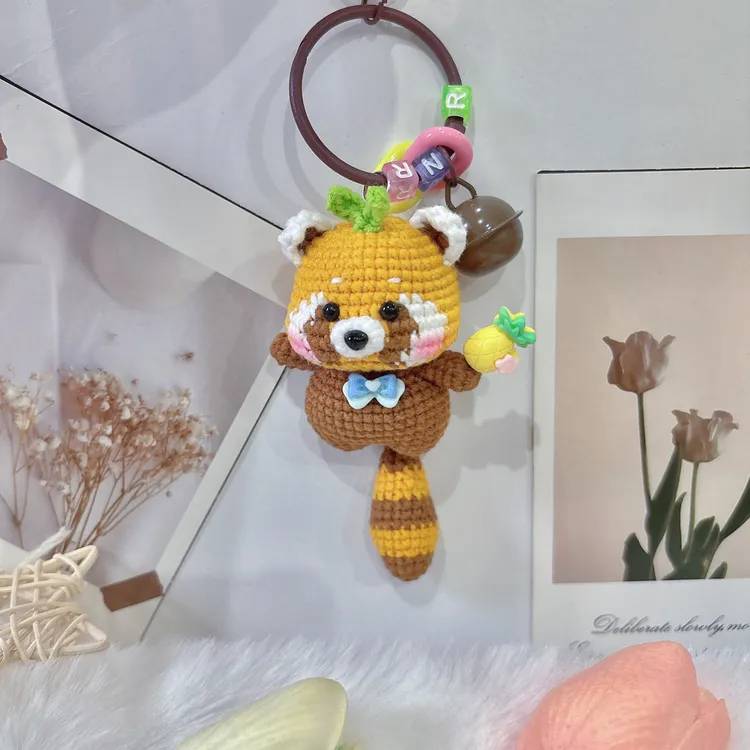 纯手工钩织小熊猫玩偶挂件车挂包挂钥匙挂成品玩偶