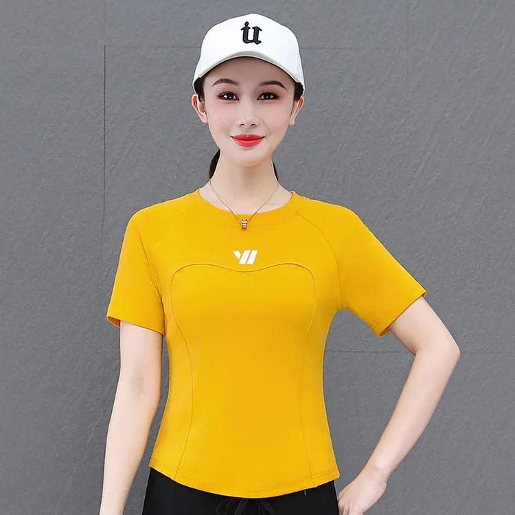 夏新款高弹力棉运动服上衣广场舞修身跳操衣