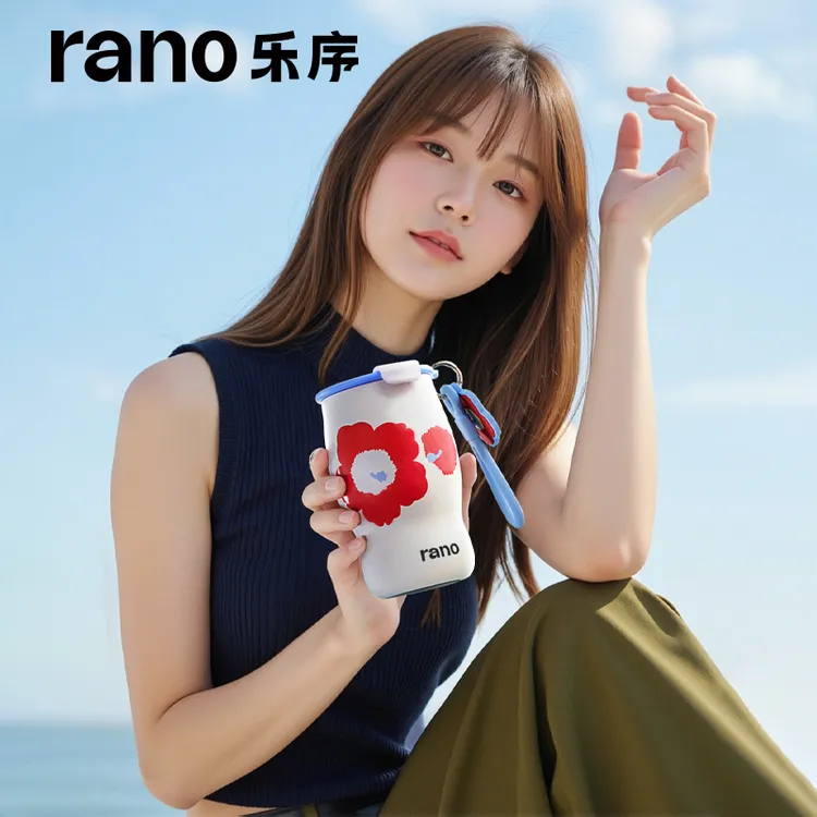 【乐乐花女生咖啡杯】陶瓷覆层内胆防锈不沾易清洗乐序水杯保温杯