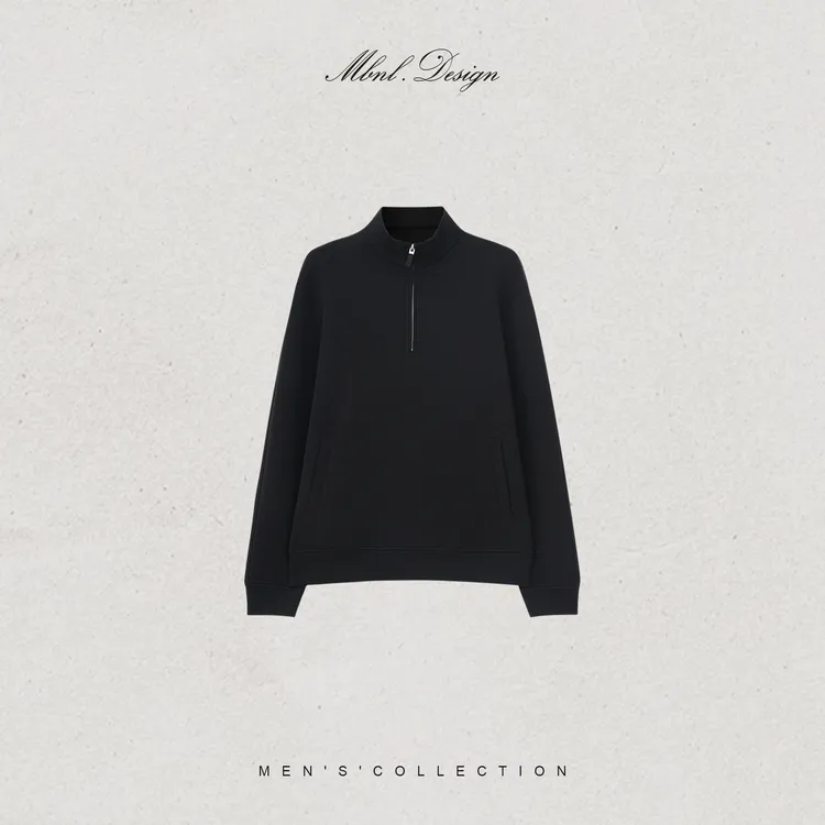 MBNL-F「Crisp 」秦磊男装棉定纺质感半开襟拉链卫衣LL-SSY1251