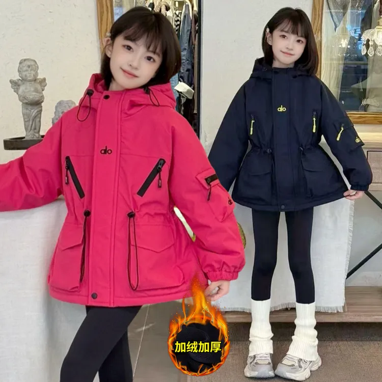 (加绒加厚)女童秋冬派克服2025新款女大童冬季冲锋衣洋气收腰外套