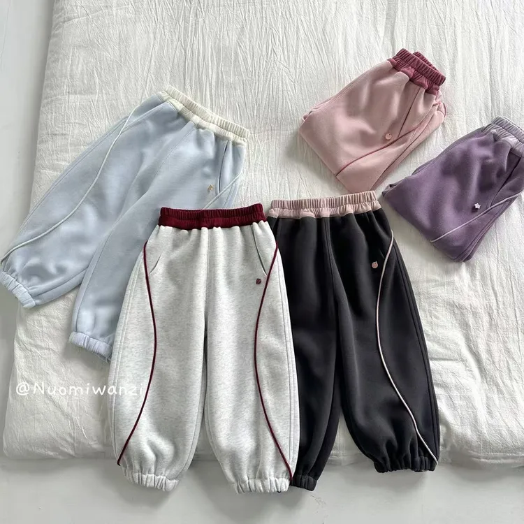 丸子十【现货】【夹心软糖】撞色卡绳拼腰卫裤（秋款）WZJ-25077