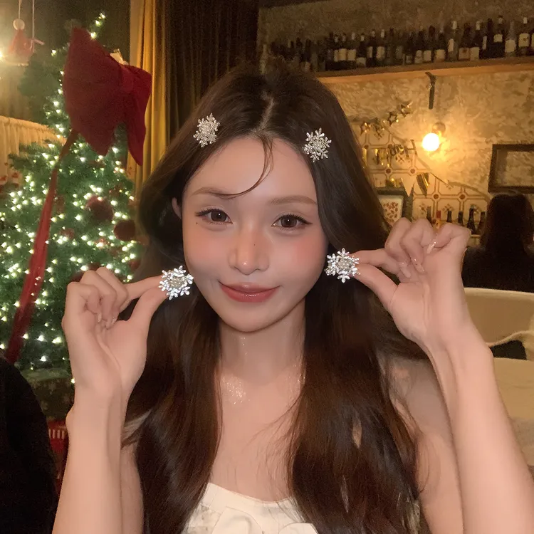 银色雪花发夹高级感气质甜美刘海夹侧边夹