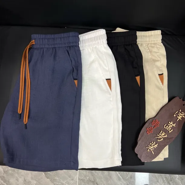 轻奢风仿麻夏季薄款短裤时尚百搭净版短裤B5553