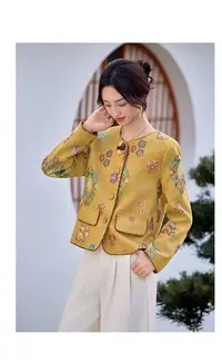 77MD 853时尚新款圆领单排扣国风外套