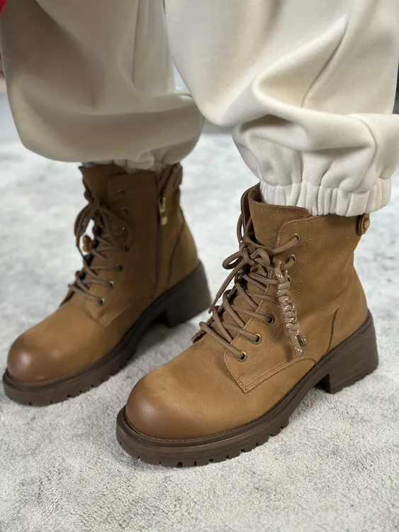 FANYE 2025新款设计感绑带高筒马丁靴191-1