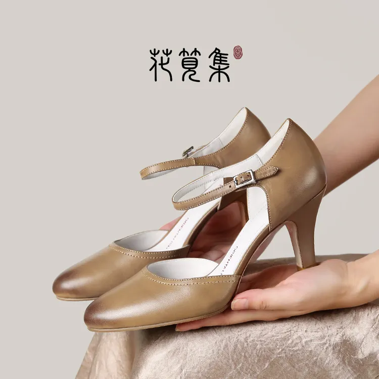 浅口法式气质女鞋单鞋赫本小圆头玛丽珍高跟鞋旗袍鞋百搭时尚鞋子