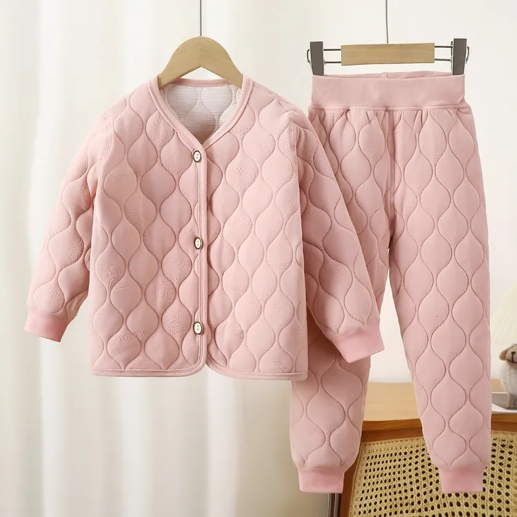 冬季儿童保暖套装校服神器男女童保暖内衣穿夹棉保暖上衣套装棉衣