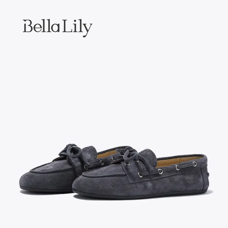 BellaLily2025秋季新款复古英伦风乐福鞋软底一脚蹬女平底豆豆鞋
