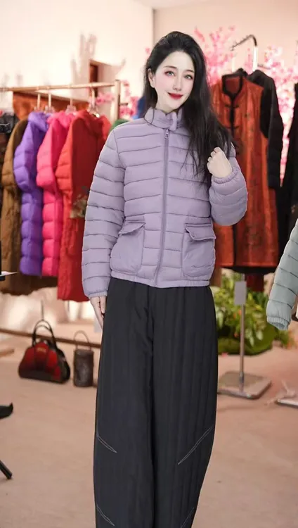 2025新款冬季百搭轻薄棉服短款宽松版型保暖洋气棉衣修身立领