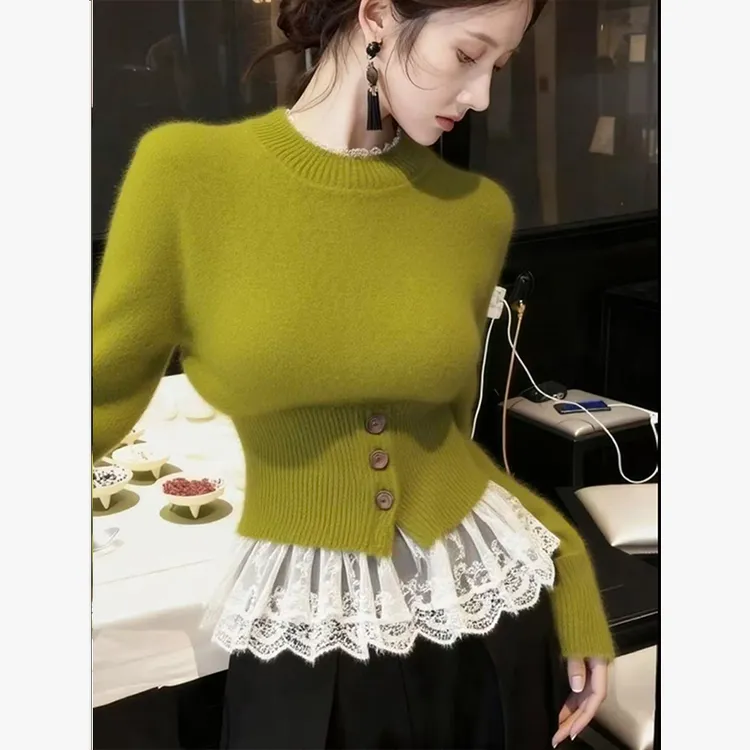 今年流行穿搭2025新款软糯慵懒风假两件独特设计洋气显瘦针织毛衣