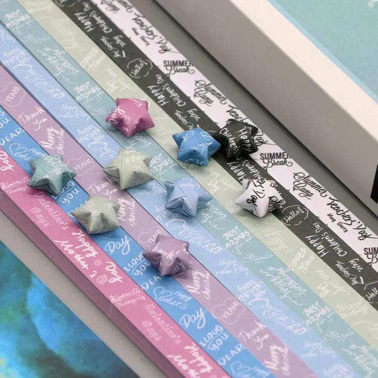 带字母星星折纸ins幸运星手工纸折叠五角星的细纸条许愿折星星纸