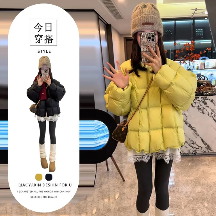 软糯简约休闲百搭棉服外套女秋冬新款韩版宽松洋气加厚长袖面包服
