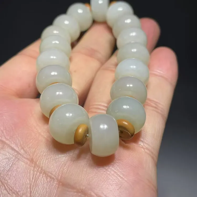 和田白玉手链佛珠