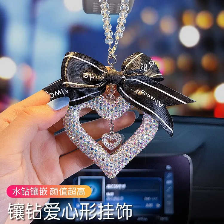 汽车装饰后视镜挂饰车载时尚挂件镶钻爱心四叶草汽车用品大全内饰