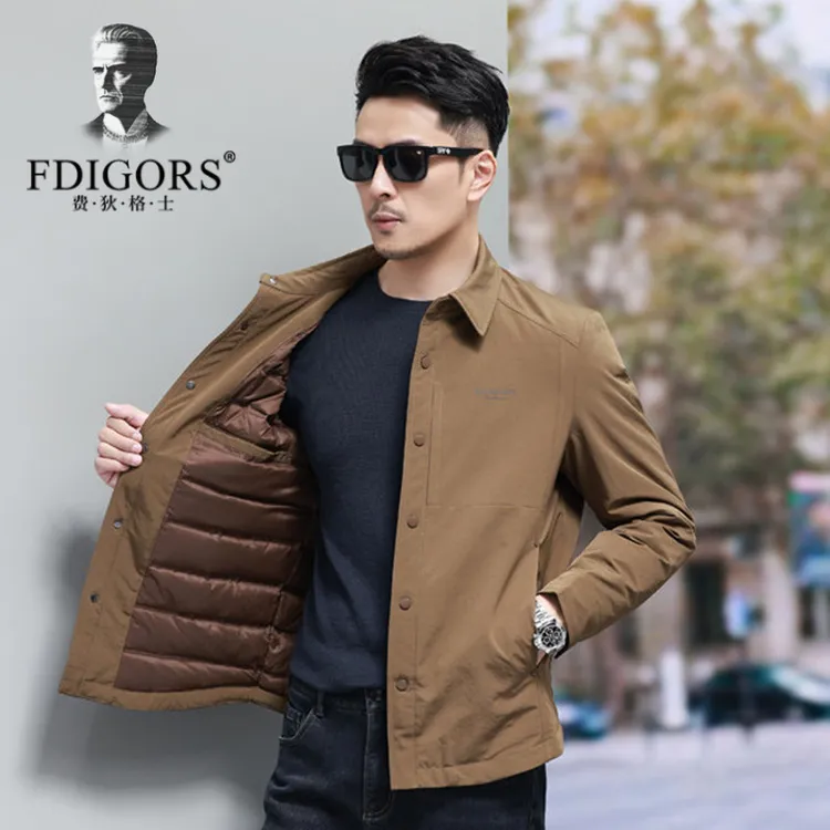 费狄格士秋冬季新款男士羽绒夹克外套休闲保暖翻领外套