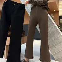 喇叭微喇裤高弹高腰大码牛仔裤秋季新款极简风显瘦女裤25117