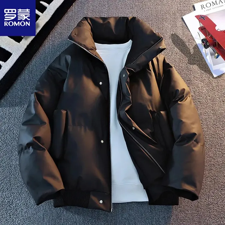 Romon/罗蒙休闲男百搭冬季加厚棉服短款棉衣宽松立领保暖棉袄外套