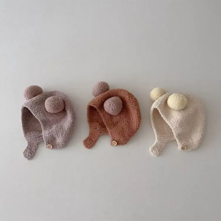 保暖秋冬舒适帽宝宝潮韩版双球包新款护耳防寒可爱超萌儿童衣服