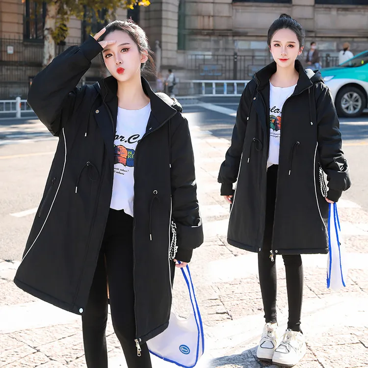 冬季韩版宽松加厚保暖百搭时尚短款ins外套棉衣加绒加厚连帽女装