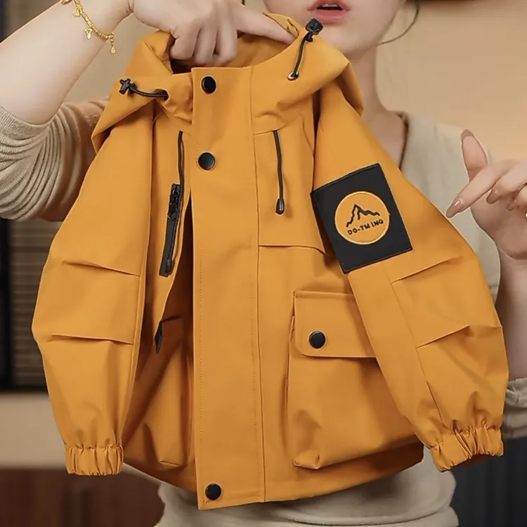 【重工外套】2025春季新款男女童韩版休闲宽松连帽防风儿童外套