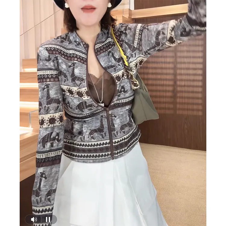 欧洲站复古薄款防晒外套女2025夏季新款休闲短款拉链防紫外线上衣