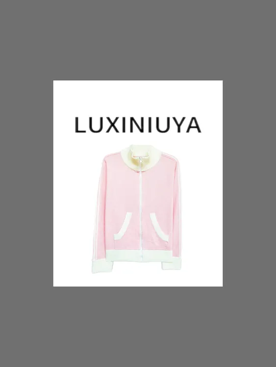 【LUXINIUYA】Lisa同款！撞色条纹落肩立领运动风休闲外套#QDS174