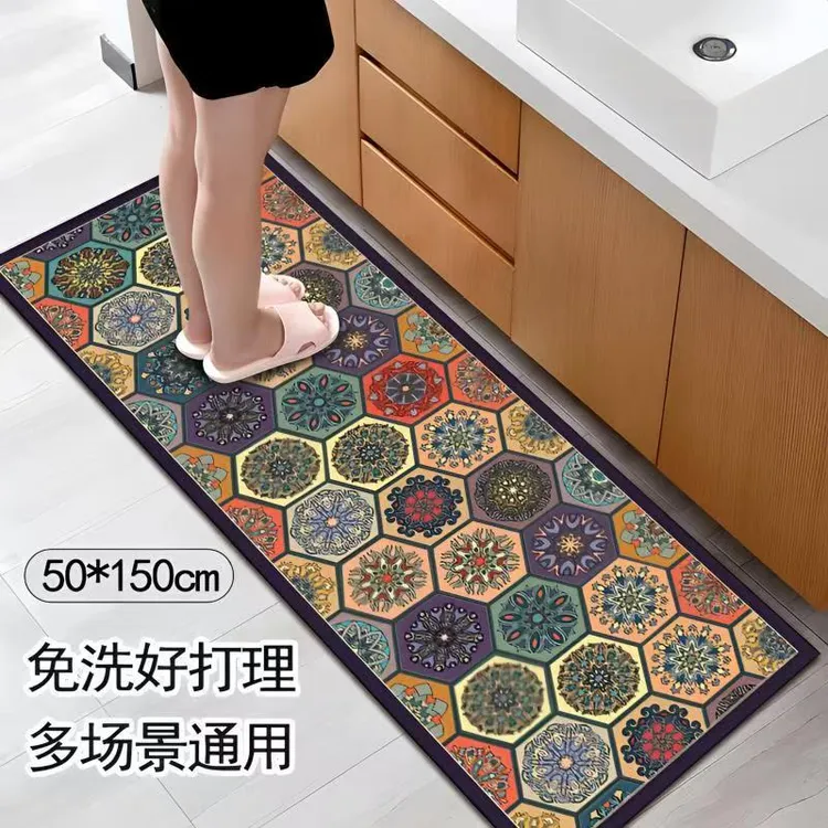 【50*150】水晶绒大号床边入户水晶绒玄关走廊厨房复古地毯地垫15