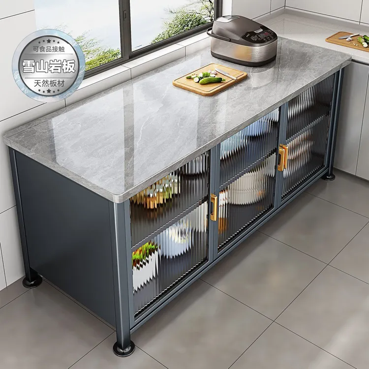 岩板厨房置物架落地多层家用多功能收纳柜储物柜锅碗餐边储物橱柜