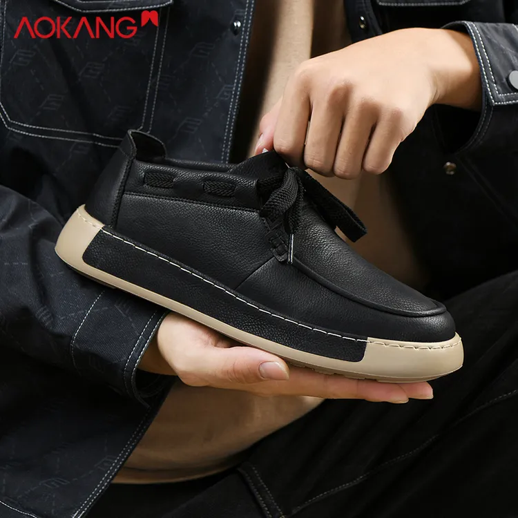 Aokang/奥康男鞋官方正品旗舰店冬季豆豆鞋休闲皮鞋乐福鞋开车鞋
