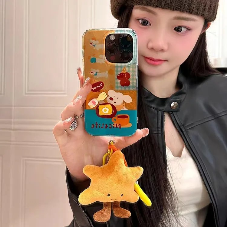 餐具吐司小狗适用苹果17promax手机壳华为OPPOVIVO小米IQOO防摔壳