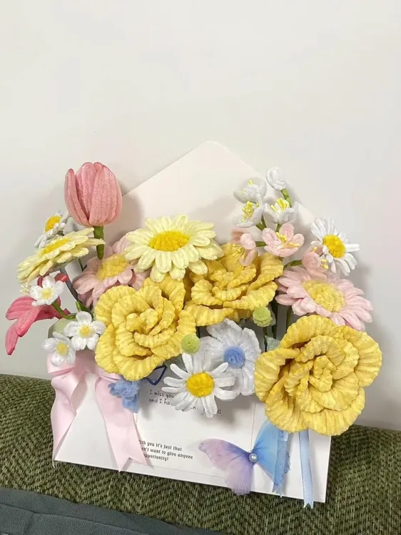 七夕礼物】卷轴信封花束diy手工自制材料包送女友男友闺蜜情人节