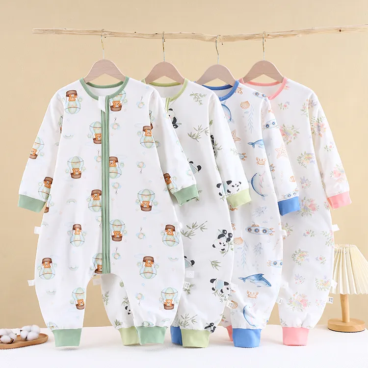 双层无骨纯棉分腿睡袋防踢被春秋冬季男童女童大连体睡袋防踢被