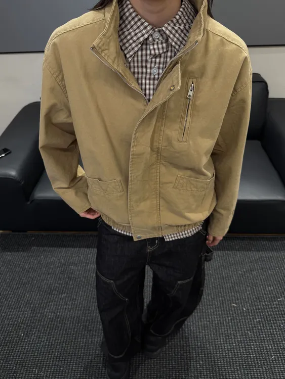 LX-NIVU纯棉工装外套男2025春秋新款同款美式休闲夹克男宽松百搭