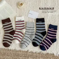【拾亿专属】儿童袜子1-12岁秋季cp简约字母男女宝韩版百搭中筒袜