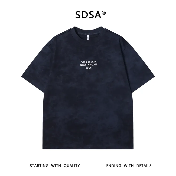 夏季高级感新款美式潮牌扎染满天星印花字母数字短袖T恤时尚上衣